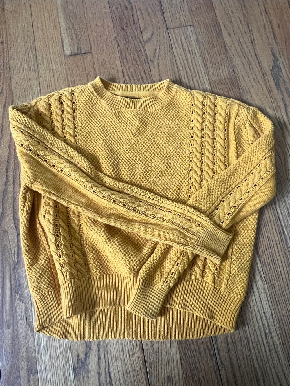 Volcom Womens Mustard Yellow Cable Knit Sweater XS